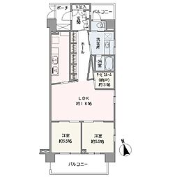 オープンレジデンシア目黒青葉台テラスA棟 2SLDKの間取図画像