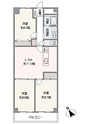 調布ロイヤルハイツ 3LDKの間取図画像