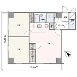 トーカン伊勢佐木町キャステール 2LDKの間取図画像