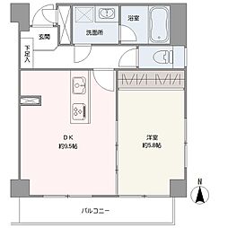 クリオ鶴見参番館 1DKの間取図画像