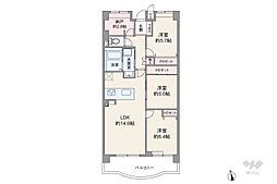 サンハイツ東山 3LDKの間取図画像