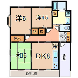ユーキハイツ 1階3DKの間取り