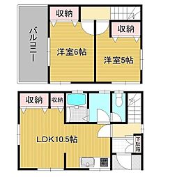 柏市高柳貸家 1階2LDKの間取り