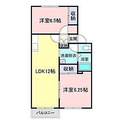 サニーホームズ根岸C 2LDKの間取図画像