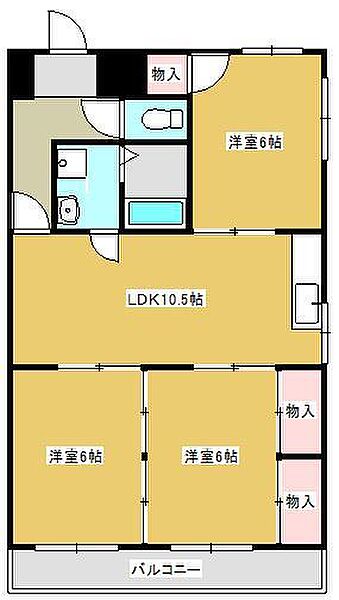 マンションみえ 701｜栃木県足利市五十部町(賃貸マンション3LDK・7階・62.37㎡)の写真 その2