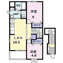 コンステラシオン 2階2LDKの間取り