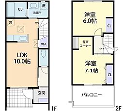 プランドール　C 1階2LDKの間取り