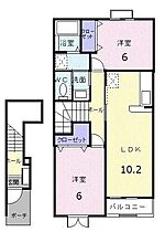 プリムローズＢ 202 ｜ 栃木県足利市大久保町（賃貸アパート2LDK・2階・57.02㎡） その2