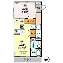 タウンコート朝倉 1LDKの間取図画像