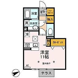 マロニエジャルダンA ワンルームの間取図画像