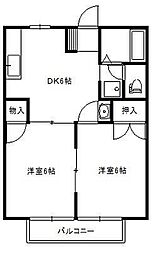ジャスティスA 2DKの間取図画像