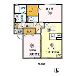 ノイエ・シュタットB 2LDKの間取図画像