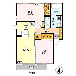 プロスコート3 2LDKの間取図画像