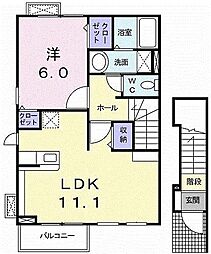 フォルム植上 1LDKの間取図画像