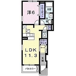 アプローズ 1LDKの間取図画像