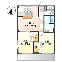グランヴィレッジK 2LDKの間取図画像