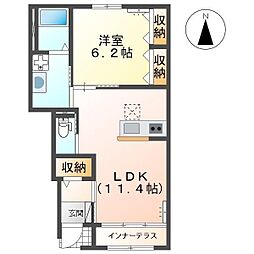 リヴィエール 1LDKの間取図画像