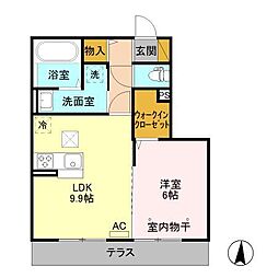 Y.シャトル 1LDKの間取図画像