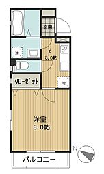 GranDEARTerrace睦町 1Kの間取図画像