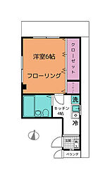 サエグサビル 4階1Kの間取り