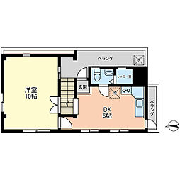 コージーハイム 301 3階1DKの間取り