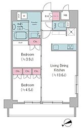 ドゥーエ西馬込II 4階2LDKの間取り