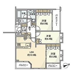 アルス山王金子山マイスターヴェルク 2階3LDKの間取り