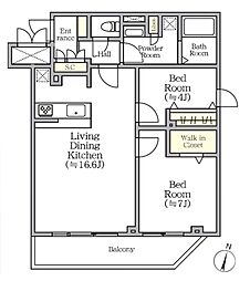 CREALpremier西馬込 3階2LDKの間取り