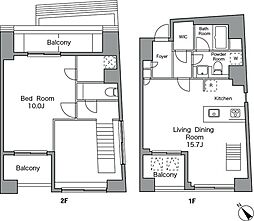 レジディア恵比寿南 4階1LDKの間取り