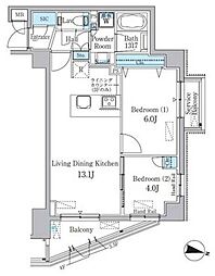 スタイリオ渋谷南平台 4階2LDKの間取り