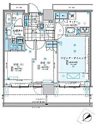 クラッシィタワー東中野 24階2LDKの間取り