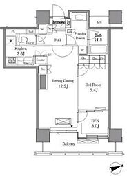 レジディアタワー目黒不動前 11階1SLDKの間取り