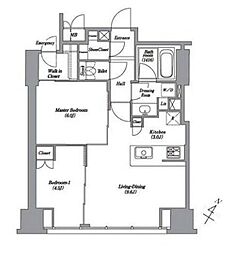 レキシントンスクエア白金高輪 11階2LDKの間取り