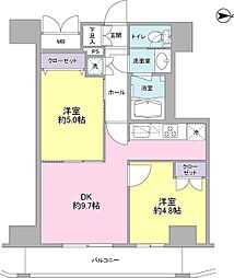 JR京浜東北・根岸線 蒲田駅 徒歩6分の賃貸マンション 13階2DKの間取り
