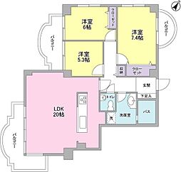 JR横須賀線 西大井駅 徒歩9分の賃貸マンション 1階3LDKの間取り