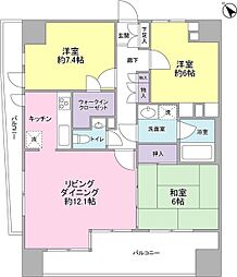 東急東横線 中目黒駅 徒歩11分の賃貸マンション 7階3LDKの間取り
