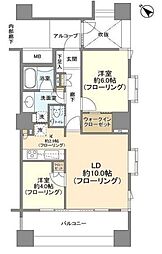 JR山手線 目黒駅 徒歩11分の賃貸マンション 4階2LDKの間取り