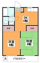 マンション築地 1階2DKの間取り
