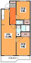 グリーンパークムサシノ 2LDKの間取図画像