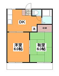 ハイツ石森 1階2DKの間取り