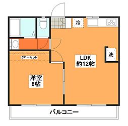 カーネ武蔵野 1LDKの間取図画像