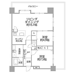 アンピール舞鶴 2LDKの間取図画像