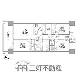 MJRザ・ガーデン下大利 3SLDKの間取図画像