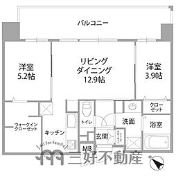 エンクレスト天神AVANT 2LDKの間取図画像