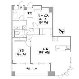 クレアウォーターマーク 1SLDKの間取図画像
