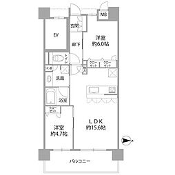 ファーネスト大橋東レジデンス 2LDKの間取図画像
