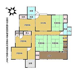 二崎　戸建　平家　ガレージ 6DKの間取り