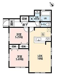 JR両毛線 前橋大島駅 徒歩14分の賃貸アパート 1階2LDKの間取り