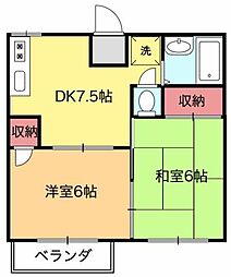 サンハイム 2DKの間取図画像