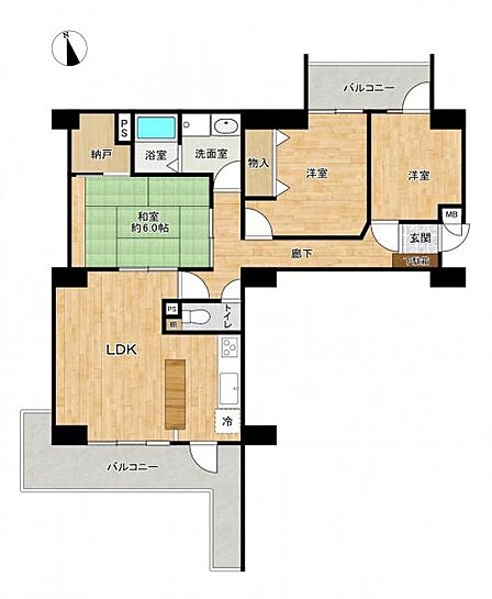 2面バルコニーで陽当たり・風通し良好なお部屋です!
